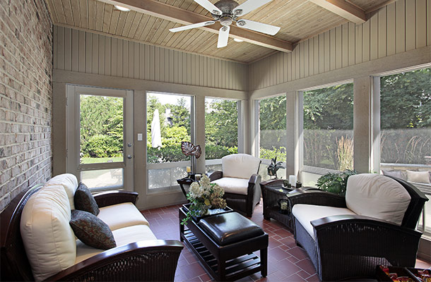 landscaping outside of enclosed patio