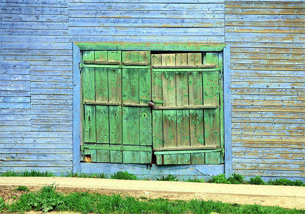 Old barn door with reclaimed wood