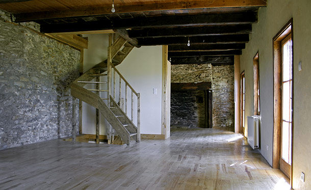 basement with hardwood floors